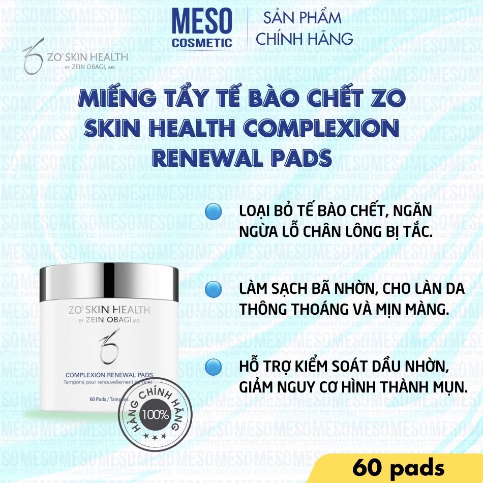 Miếng tẩy tế bào chết Zo Skin Health Complexion Renewal Pads